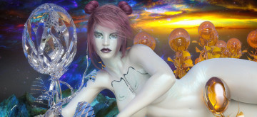 Картинка 3д+графика фантазия+ fantasy фон взгляд девушка