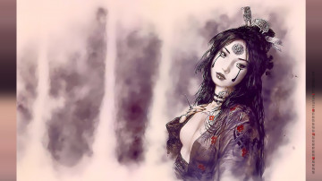 Картинка календари фэнтези макияж грим девушка тату