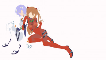 Картинка аниме evangelion девушки взгляд фон