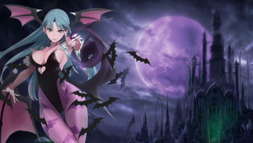 Картинка darkstalkers аниме взгляд фон крылья девушка