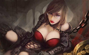 Картинка фэнтези девушки цепь очки фон девушка