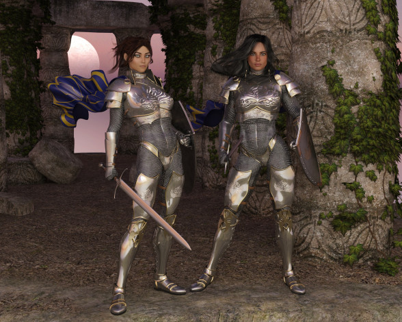 Обои картинки фото 3д графика, фантазия , fantasy, фон, взгляд, девушки