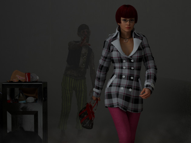 Обои картинки фото 3д графика, фантазия , fantasy, фон, взгляд, девушка