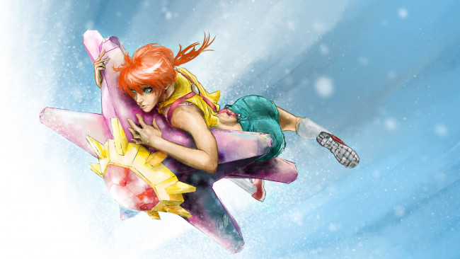 Обои картинки фото аниме, pokemon, фон, девушка