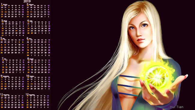 Обои картинки фото календари, фэнтези, блондинка, девушка