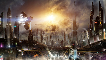 Картинка фэнтези иные+миры +иные+времена фантастика город будущего
