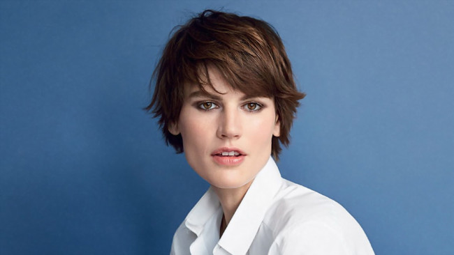 Обои картинки фото девушки, saskia de brauw, рубашка, лицо, шатенка