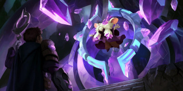 Картинка видео+игры league+of+legends +legends+of+runeterra парень посох скалы кристаллы медитация mentor of the stones