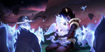 Картинка видео+игры league+of+legends +legends+of+runeterra единороги собака девочка