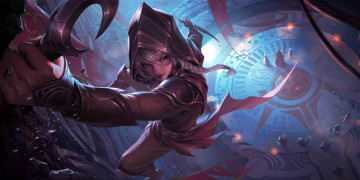 Картинка видео+игры league+of+legends +legends+of+runeterra девушка кинжалы стена зал люди