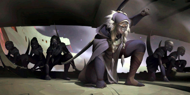 Обои картинки фото видео игры, league of legends,  legends of runeterra, девушки, воины, отряд, cygnus, the, moonstalker