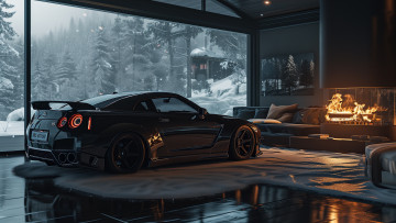 Картинка автомобили nissan datsun skyline gtr спoрткар интeрьeр зима