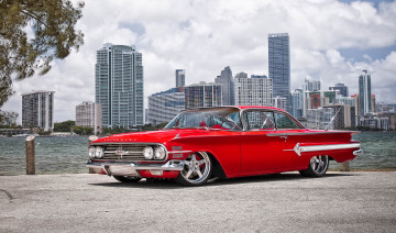 Картинка авто автомобили chevrolet impala красный ретро