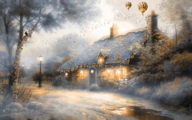 Обои картинки фото рисованные, города