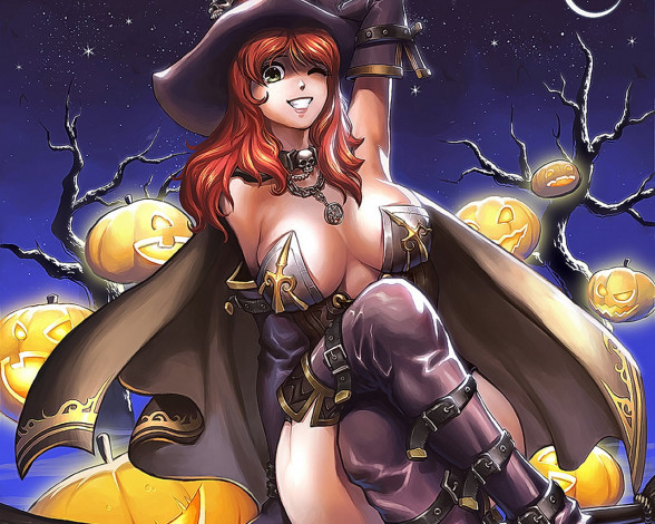 Обои картинки фото аниме, halloween, magic