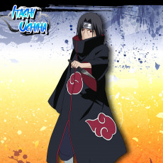 Картинка аниме naruto итачи учиха парень шатен акатцки ниндзя отступник кунай шаринган