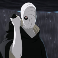 Картинка аниме naruto обито учиха тоби белый зетцу шаринган взгляд дождь капюшон плащ