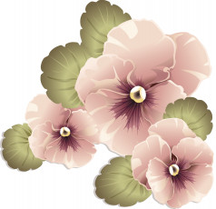 Картинка векторная+графика анютины глазки фон листья