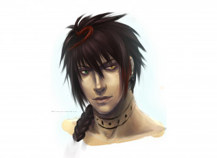 Картинка аниме *unknown+ другое портрет лицо тату коса глаза разные шатен парень