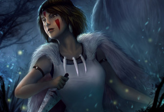 Картинка аниме mononoke девушка нож раскраска накидка мех ночь