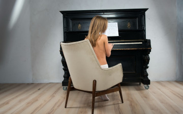 Картинка yani+a девушки -unsort+ брюнетки +шатенки ноты кресло пианино