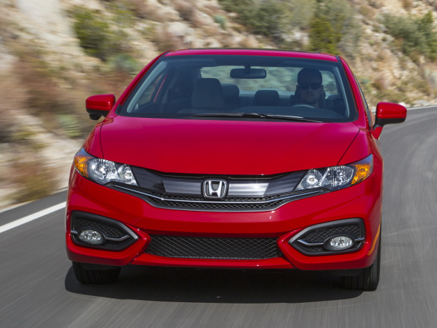Обои картинки фото автомобили, honda, civic, красный, coupe, 2014г