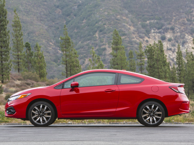 Обои картинки фото автомобили, honda, красный, 2014г, coupe, civic