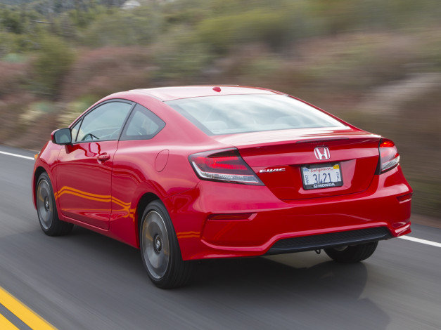 Обои картинки фото автомобили, honda, красный, 2014г, coupe, civic