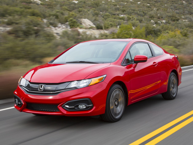 Обои картинки фото автомобили, honda, красный, 2014г, coupe, civic