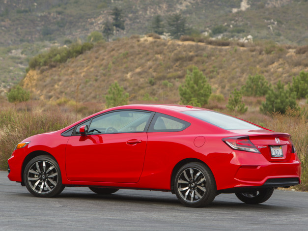 Обои картинки фото автомобили, honda, красный, civic, 2014г, coupe