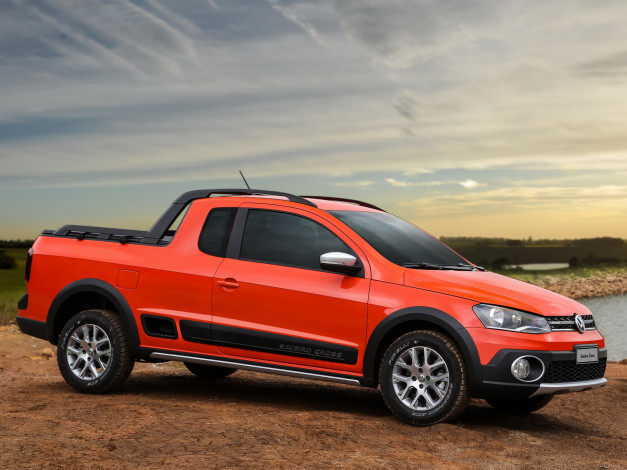 Обои картинки фото автомобили, volkswagen, красный, 2013, cross, saveiro