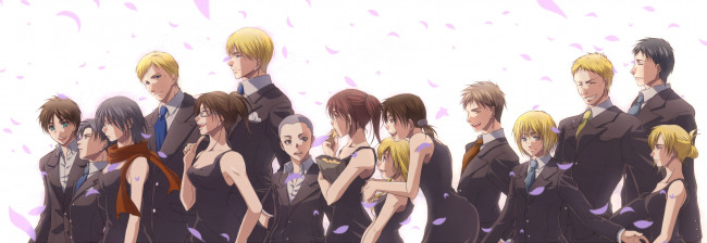 Обои картинки фото аниме, shingeki no kyojin, christa, renz, armin, arlert, sasha, browse, reiner, braun, annie, leonhardt, hanji, zoe, irvin, smith, eren, jaeger