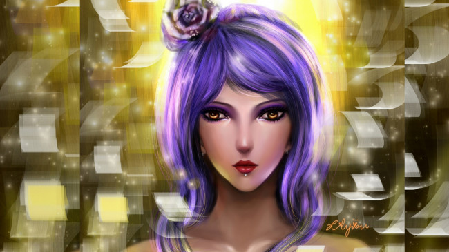 Обои картинки фото аниме, naruto, наруто, арт, девушка, конан, листы, бумага, роза, лицо, взгляд