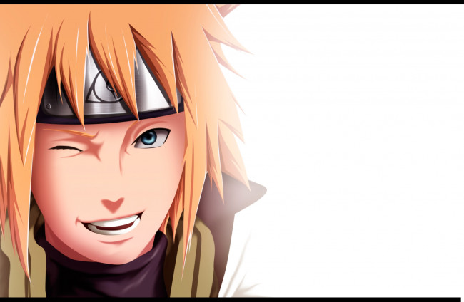 Обои картинки фото аниме, naruto, минато, намикадзе, белый, фон, парень, блондин, улыбка, четвёртый, хокаге