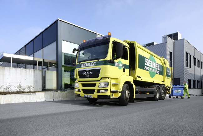 Обои картинки фото man, автомобили, мусоровозы, tgx, se, грузовые, автобусы, германия, двигатели