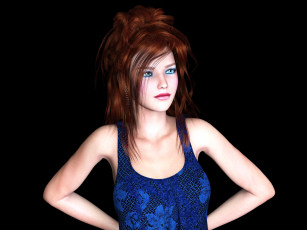 Картинка 3д+графика люди+ people девушка взгляд фон рыжая