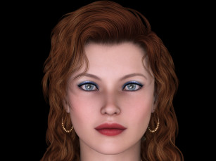 Картинка 3д+графика портрет+ portraits девушка рыжая фон взгляд