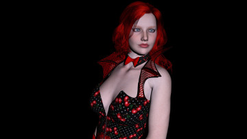 Картинка 3д+графика люди+ people девушка рыжая фон взгляд