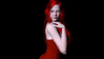 Картинка 3д+графика люди+ people фон взгляд девушка рыжая