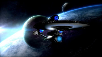 Картинка космос арт планета вселенная полет космический корабль