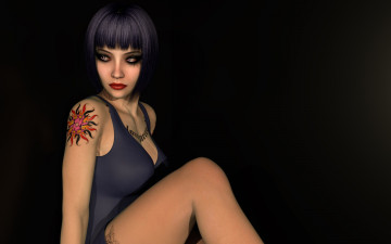 Картинка 3д+графика люди+ people тату фон взгляд девушка
