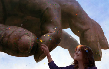 Картинка фэнтези девушки лепестки цветок девушка арт рука радость