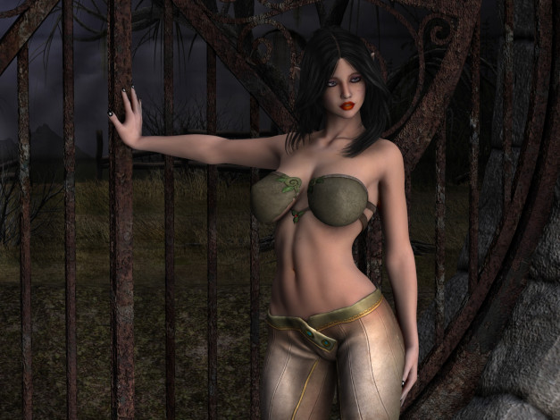 Обои картинки фото 3д графика, люди , people, взгляд, фон, девушка