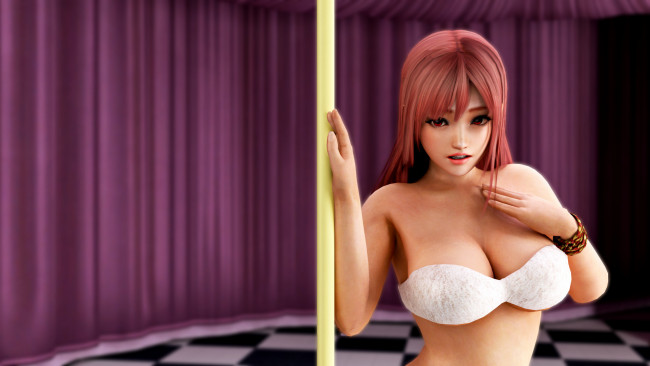 Обои картинки фото 3д графика, люди , people, девушка, фон, взгляд, шест