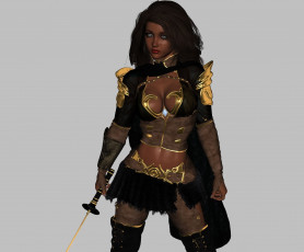 Картинка 3д+графика фантазия+ fantasy шпага фон девушка взгляд