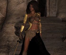 Картинка 3д+графика фантазия+ fantasy шпага фон взгляд девушка