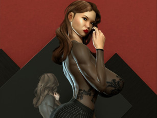 Картинка 3д+графика люди+ people девушка взгляд фон