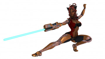 Картинка 3д+графика существа+ creatures оружие фон взгляд девушка