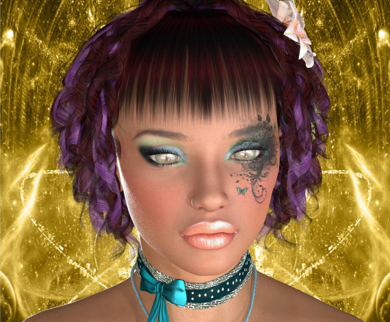 Обои картинки фото 3д графика, портрет , portraits, девушка, фон, взгляд