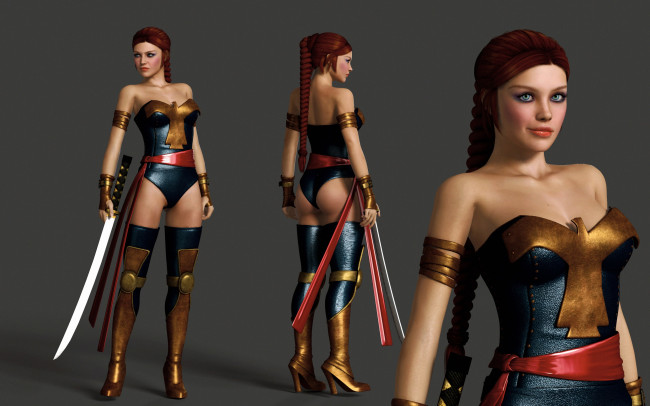 Обои картинки фото 3д графика, амазонки , amazon, девушки, взгляд, фон, оружие